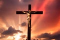 Crucifix, jesus on the cross with ray of light. Royalty Free Stock Photo