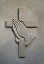 Crucifix And Jesus' Praying Hands Royalty Free Stock Photo