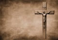 Crucifix on large sepia toned background