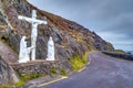 Crucifix at the road on Dingle peninsula Royalty Free Stock Photo