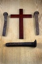 Crucifix and Rusty Railroad Spikes