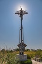 Crucifix spire at Holy Family Shrine Gretna Nebraska Royalty Free Stock Photo