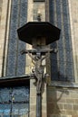 Crucifix Statue on St Bartholomew Cathedral NÃÂ¡mÃâºstÃÂ­ Republiky Plzen Republic Square, Pilsen Czech Republic