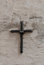 crucifix on the wall of an old church Royalty Free Stock Photo