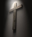 Crucifix On A Wall Under Spotlight