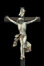 Crucifixion. Christian cross with Jesus Christ statue isolated o Royalty Free Stock Photo