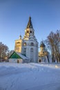 Crucifixion Church-bell tower at sunset. Alexandrov. Vladimir region