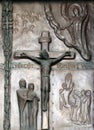 Crucifixion, detail of the door in the Basilica of the Annunciation, Nazareth, Israel Royalty Free Stock Photo