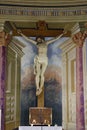 Crucifixion on the high altar in the church Name of Mary and Saint George in Odra, Croatia