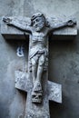 crucifixion of Jesus Christ as a symbol of resurrection and immortality of the human soul (ancient stone statue)