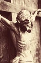 crucifixion of Jesus Christ as a symbol of resurrection and immortality of the human soul (old wooden statue)