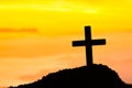 Crucifixion Of Jesus Christ - Cross At Sunset. The concept of the resurrection of Jesus in Christianity. Crucifixion on Calvary or Royalty Free Stock Photo