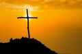 Crucifixion Of Jesus Christ - Cross At Sunset. The concept of the resurrection of Jesus in Christianity. Crucifixion on Calvary or Royalty Free Stock Photo