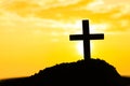 Crucifixion Of Jesus Christ - Cross At Sunset. The concept of the resurrection of Jesus in Christianity. Crucifixion on Calvary or Royalty Free Stock Photo