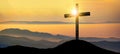 Crucifixion jesus christ - cross at sunset Royalty Free Stock Photo