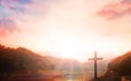 Crucifixion Of Jesus Christ - Cross At Sunset Royalty Free Stock Photo