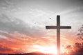 Crucifixion Of Jesus Christ - Cross At Sunset Royalty Free Stock Photo