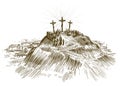 Crucifixion Jesus Christ, Son of God. Sketch vector illustration Royalty Free Stock Photo