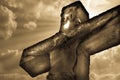 Crucifixion jesus christ statue on the sky background Royalty Free Stock Photo