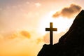 The crucifixion of Jesus Christ at the sunrise - Silhouette Royalty Free Stock Photo