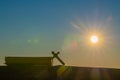 The Crucifixion of Jesus Christ at Sunrise - Three Crosses On Hill. Royalty Free Stock Photo