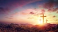 Crucifixion Of Jesus Christ Three Crosses On Hill Royalty Free Stock Photo