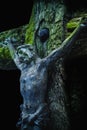 Crucifixion Of Jesus Christ. Very Ancient Wooden Statue