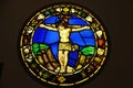 Crucifixion, stained glass window in the Basilica di Santa Croce in Florence Royalty Free Stock Photo