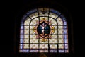 Crucifixion in the stained-glass window of the Sacred Heart of Montmartre Royalty Free Stock Photo