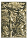 The Crucifixion Woodcut Woodblock print Royalty Free Stock Photo