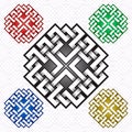 Cruciform logo template in Celtic knots style. Stylish tattoo symbol. Silver ornament for jewelry design Royalty Free Stock Photo