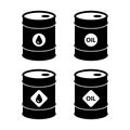 Crude oil barrel icons set