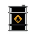 Crude oil drum vector illustration gasoline gallon storage. Black oil barrel.Fracking extraction production oil barrel petroleum.