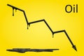 Crude oil price fall chart. World oil, fuel crisis Royalty Free Stock Photo