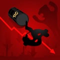 Crude oil price fall down abstract illustration with red leaked