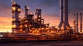 Crude oil refinery with pipeline system. Generative Ai Royalty Free Stock Photo