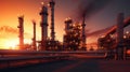 Crude oil refinery with pipeline system. Generative Ai Royalty Free Stock Photo