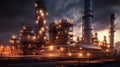 Crude oil refinery with pipeline system. Generative Ai Royalty Free Stock Photo