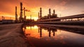 Crude oil refinery with pipeline system. Generative Ai Royalty Free Stock Photo