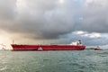 Crude oil tanker Maritina arrives at the Port of Rotterdam in The Netherlands Royalty Free Stock Photo