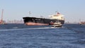 Crude Oil Tanker PHOENIX ADMIRAL, moving westward, and USACE Survey Vessel MORITZ, eastward, at the entrance to Kill Van Kull