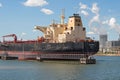 Crude oil tanker in the port Antwerp, Flanders, Belgium