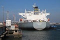 Crude oil tanker Vamos from Valetta in the maasvlakte harbor in the port of Rotterdam in the Netherlands