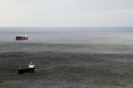 Crude oil tankers and liquefied petroleum gas. Waiting for loading in the port of Novorossiysk on the Black Sea