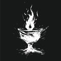 A crudely hand-drawn white and black bowl containing an flame, a symbol of Zoroastrianism Royalty Free Stock Photo