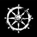 A crudely hand-drawn white and black Dharmachakra, wheel of dharma, Buddhism symbol Royalty Free Stock Photo