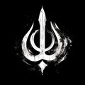 A crudely hand-drawn white and black Khanda, Sikh symbol