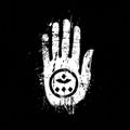 A crudely hand-drawn white and black palm the symbol of Jainism Royalty Free Stock Photo