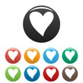 Cruel heart icons set color