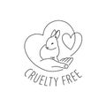 Cruelty free animals friendly thin line rabbit logo